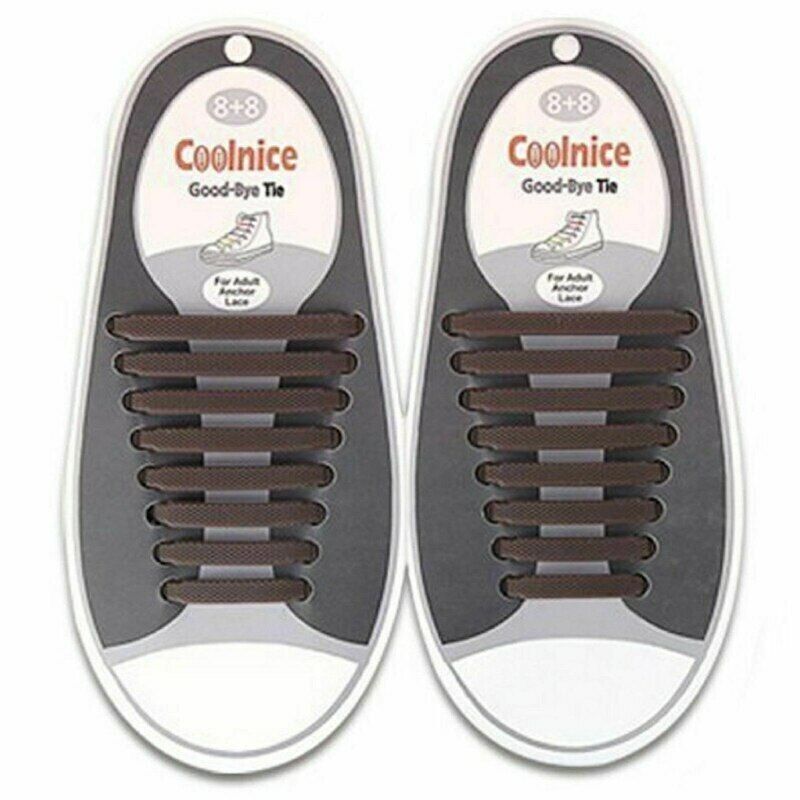 16Pcs Easy No Tie Shoelaces Elastic Silicone Flat Lazy Shoe Lace Strings Adult