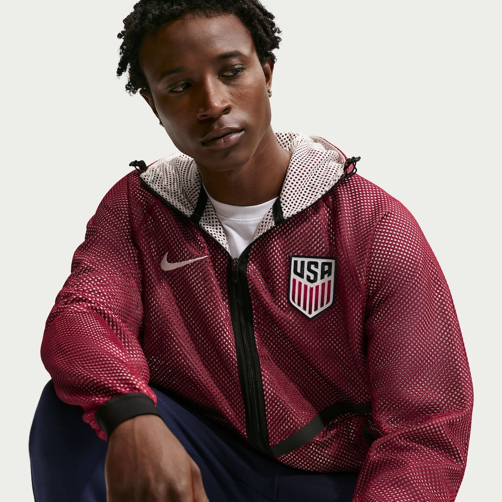 USMNT 2026 Anthem Mesh Dri-FIT Full Zip Hooded Jacket Red Men’s NWT