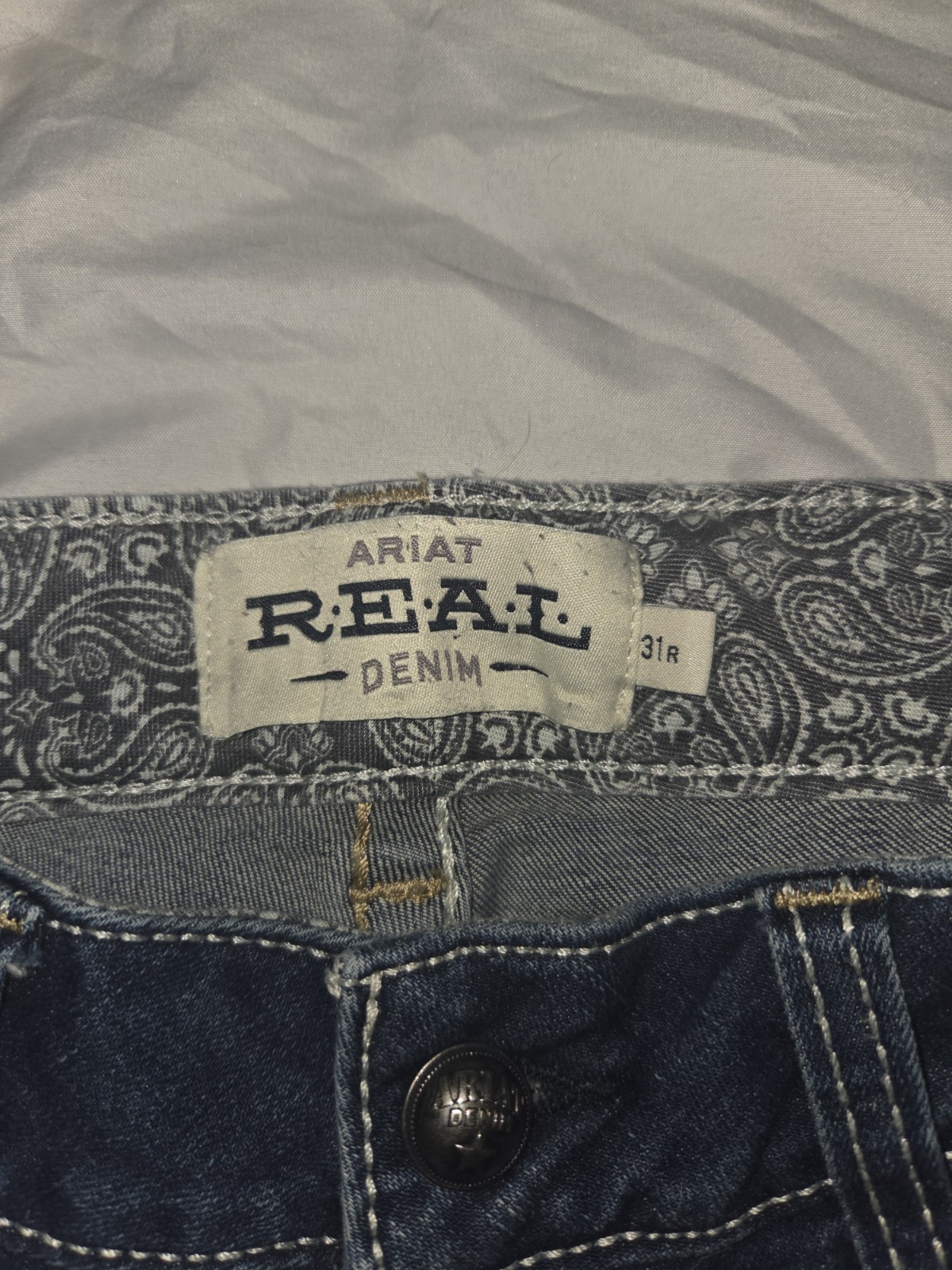 Ariat REAL Denim Womens 32×32 Mid Rise Bootcut Jeans Rainstorm Whipstitch 31R