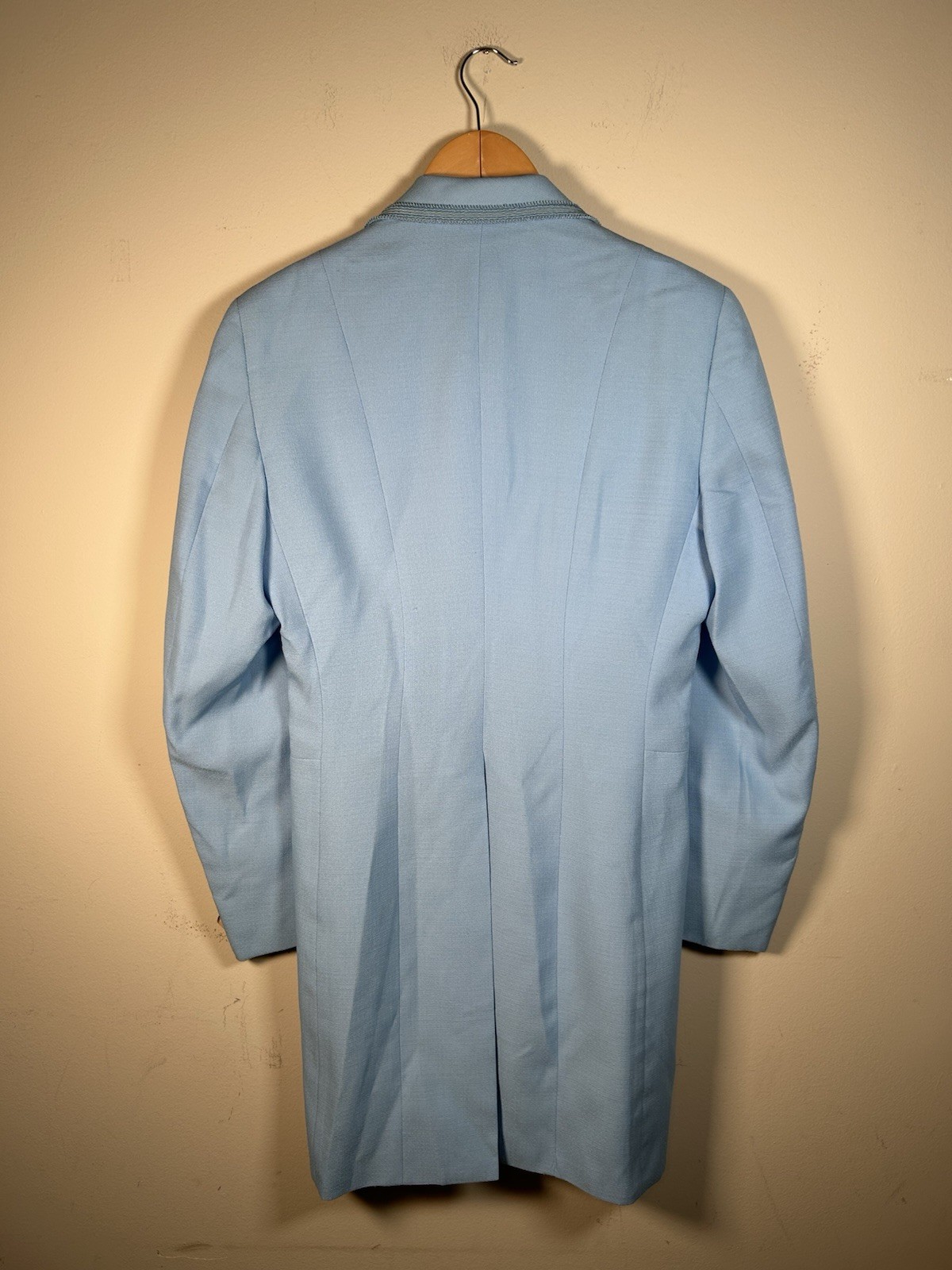 VTG 70s After Six Baby Blue Tuxedo Tail Coat Suit Jacket Mens 38R Deadstock
