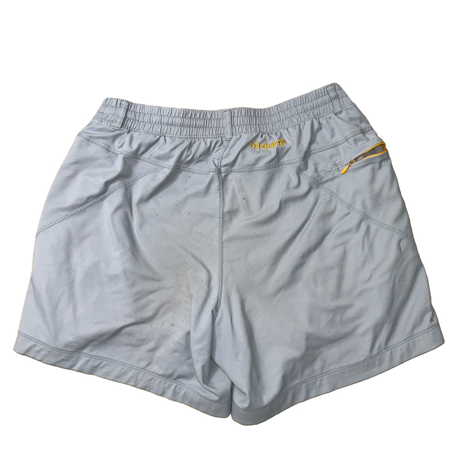 Bird Dogs Shorts Mens L Grey Yellow Lined Elastic Stretch 6” Inseam Chino Casual