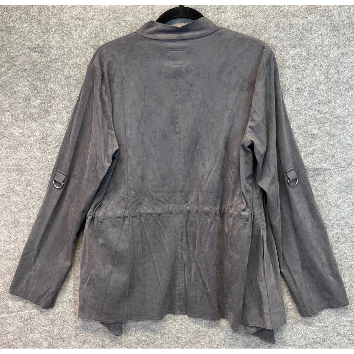 KUT FROM THE KLOTH Dianne Jacket Women Large Gray Faux Suede Drape Front Cinch