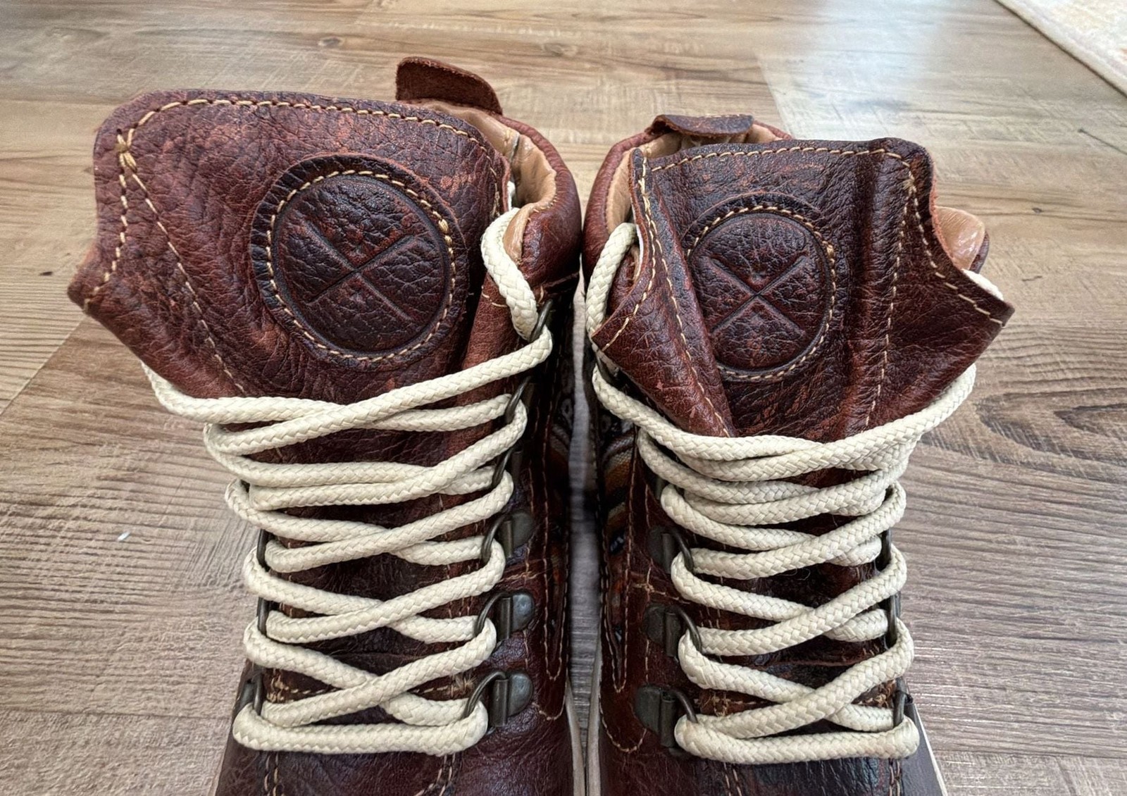 Inkkas Brown Leather Boots Womens Size 7 EUR 38 Peruvian Aztec Festival High Top