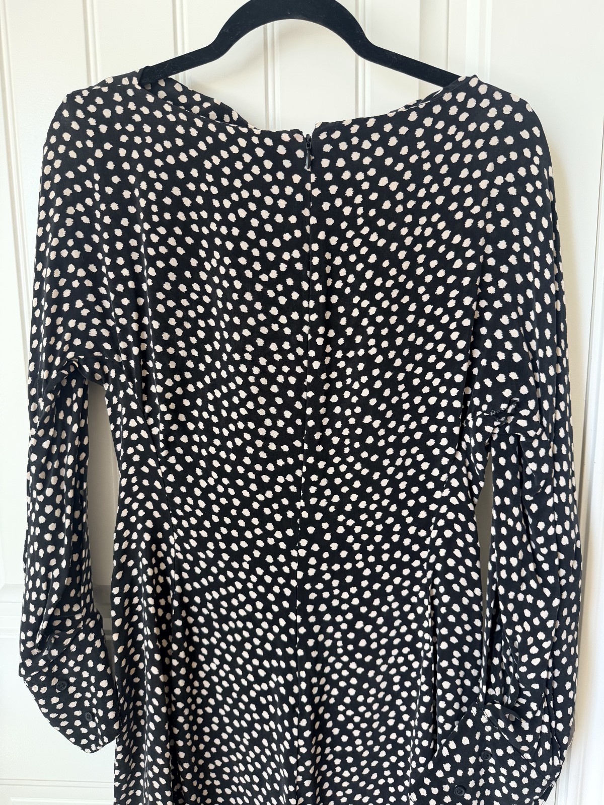 COS Women’s Black White Polka Dot Midi Dress Long Sleeve Size EU 42 US 10