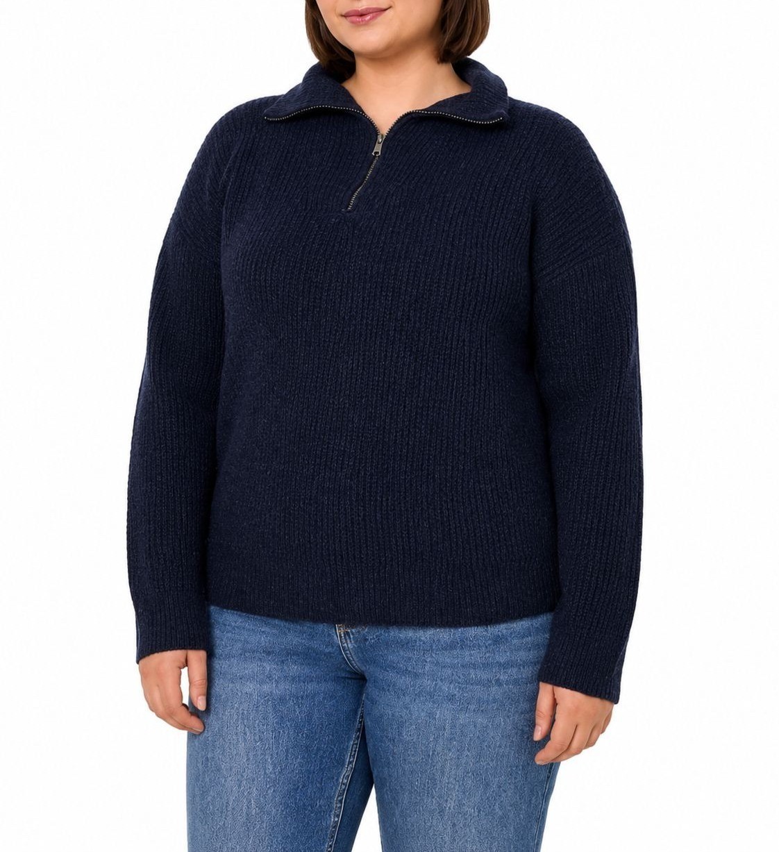 Modern Ambition Knit Quarter Zip Sweater Wool Navy Size L
