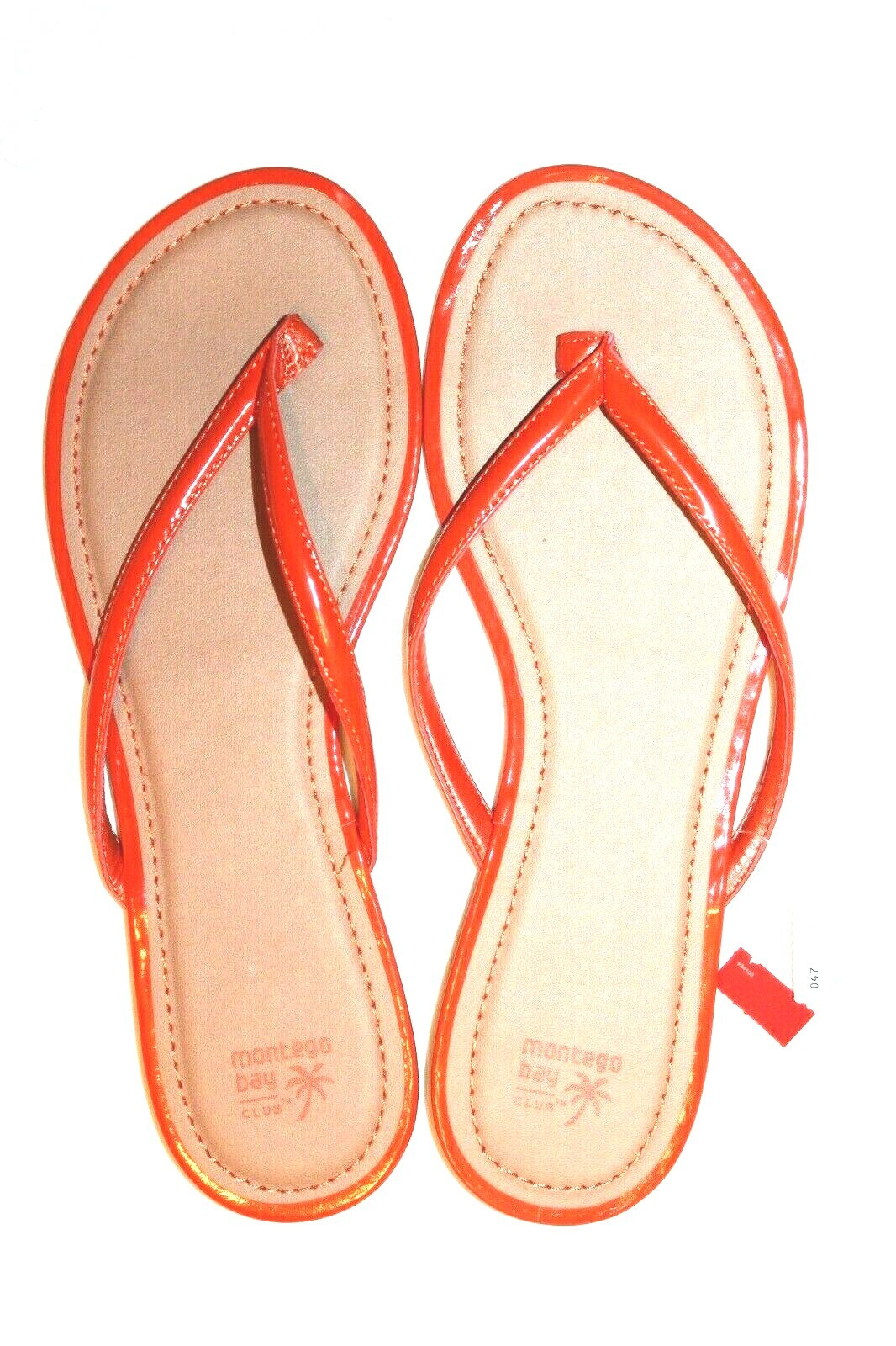Montego Bay Club Women’s Floral Tan White Black Orange Thong Sandal Slippers