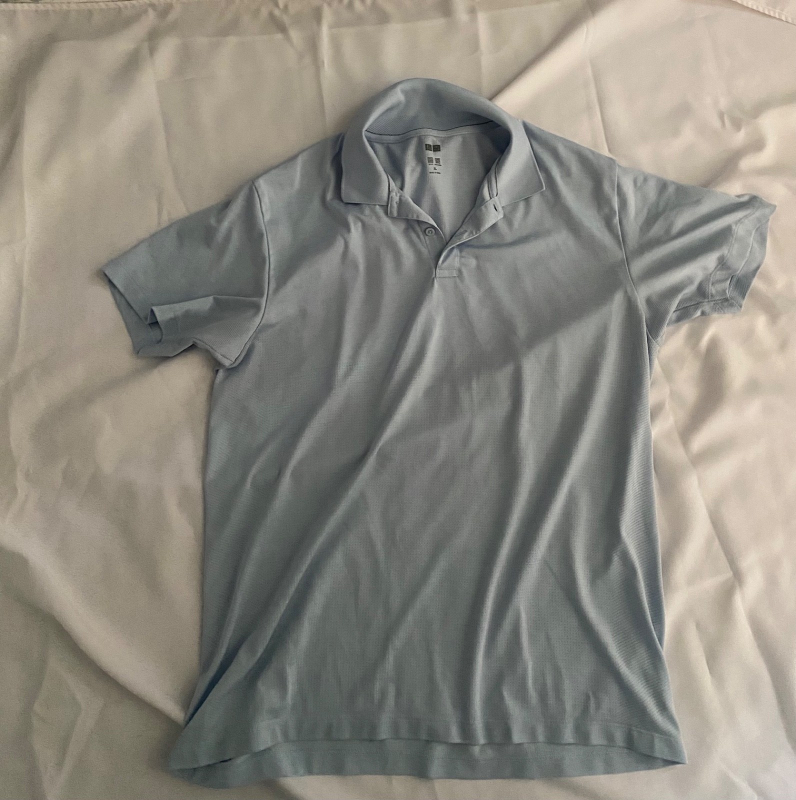uniqlo dry ex polyester light blue polo