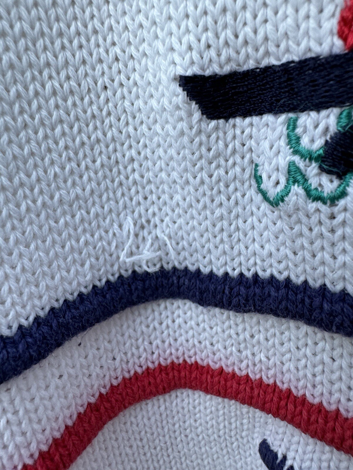 FLAWS Vintage Rowing Boat Knit Sweater Lake Preppy Nautical Summer 4th of July
