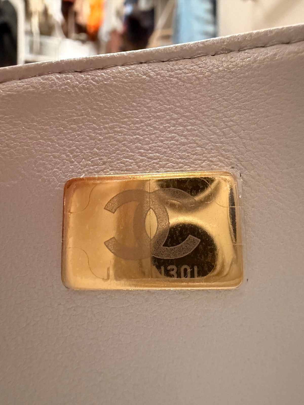 Never used! Chanel gray Mini Flap Bag with Top Handle