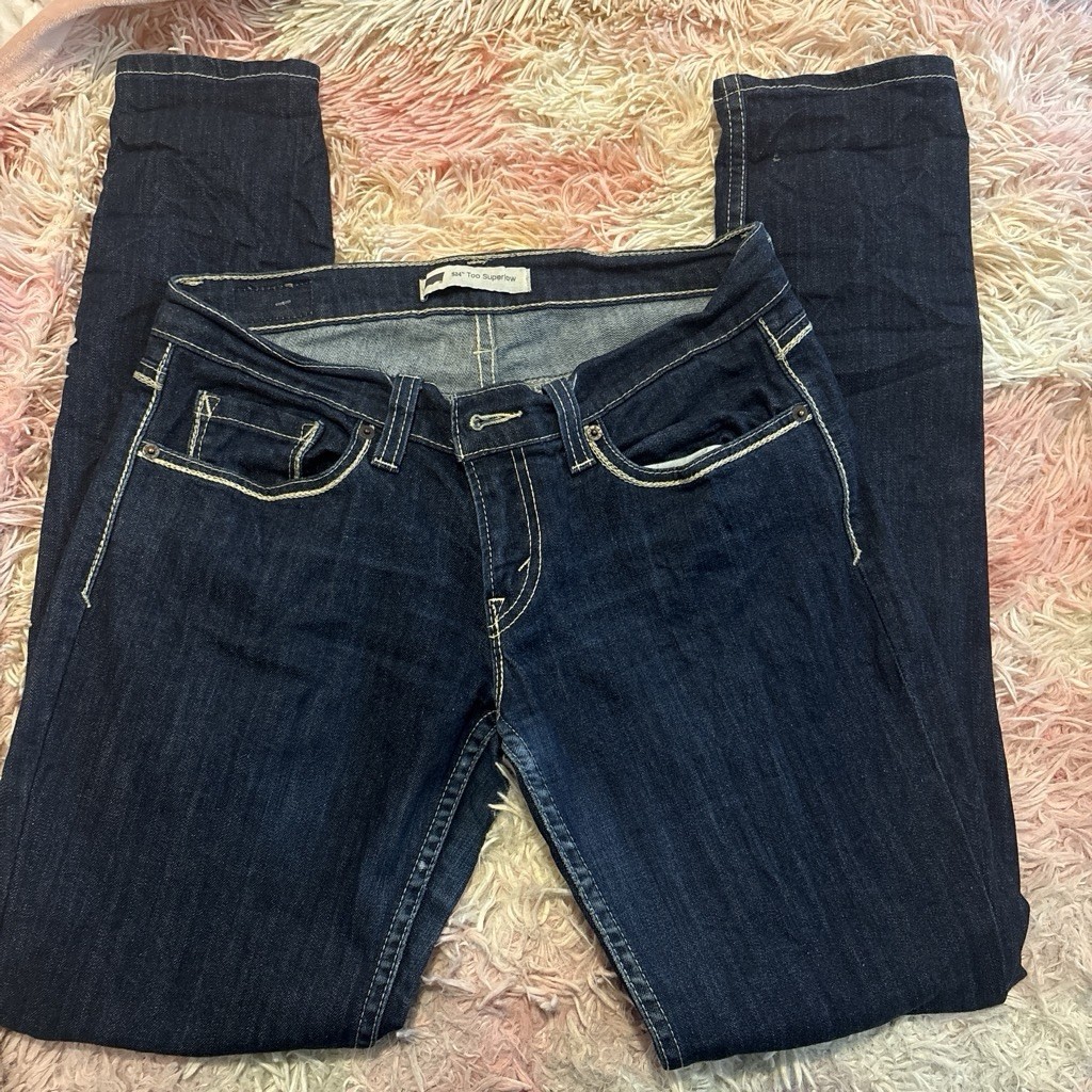 Levi’s 524 Too Superlow Girls Skinny Low Rise Dark Wash Blue Jeans 7M