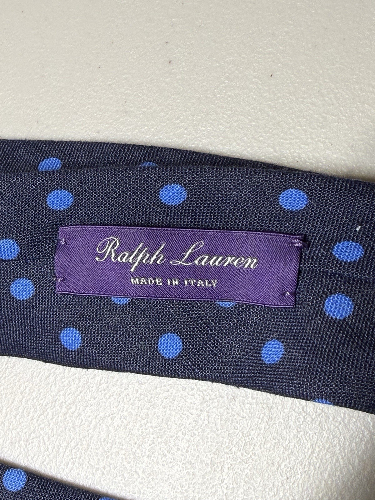 Ralph Lauren Purple Label Blue Polka Dot Silk Tie 3.25” Made In Italy