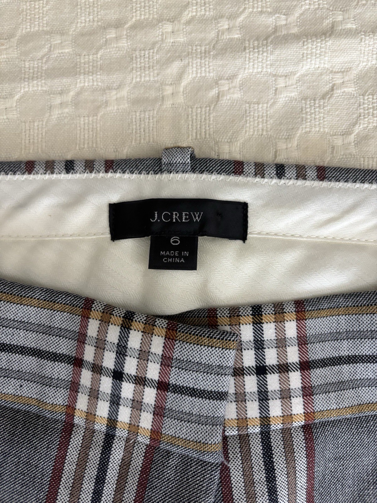 J.Crew Plaid Cropped Trousers Size 6 Gray Office Academia Minimalist Chic
