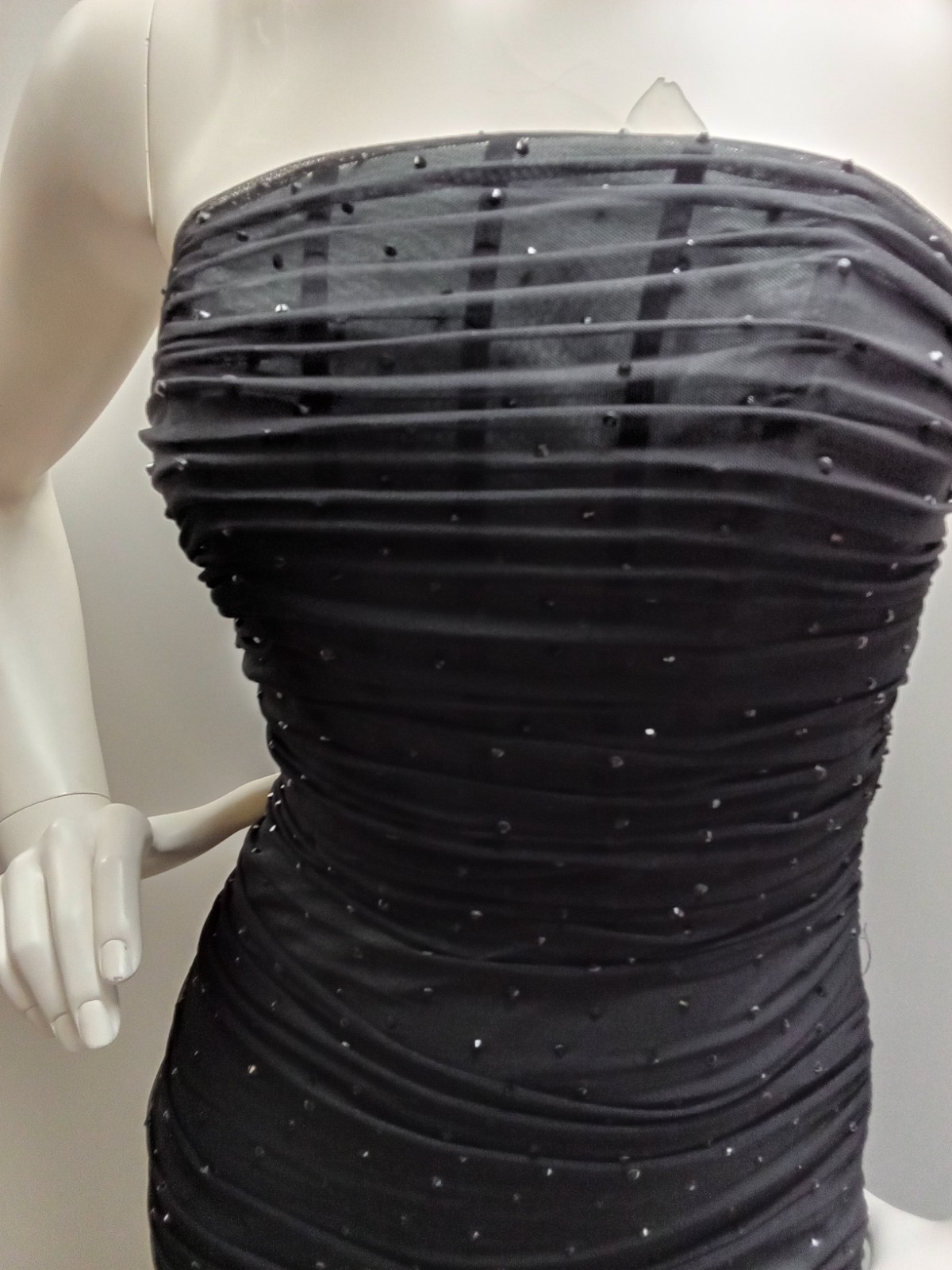Long Strapless Beaded Dress