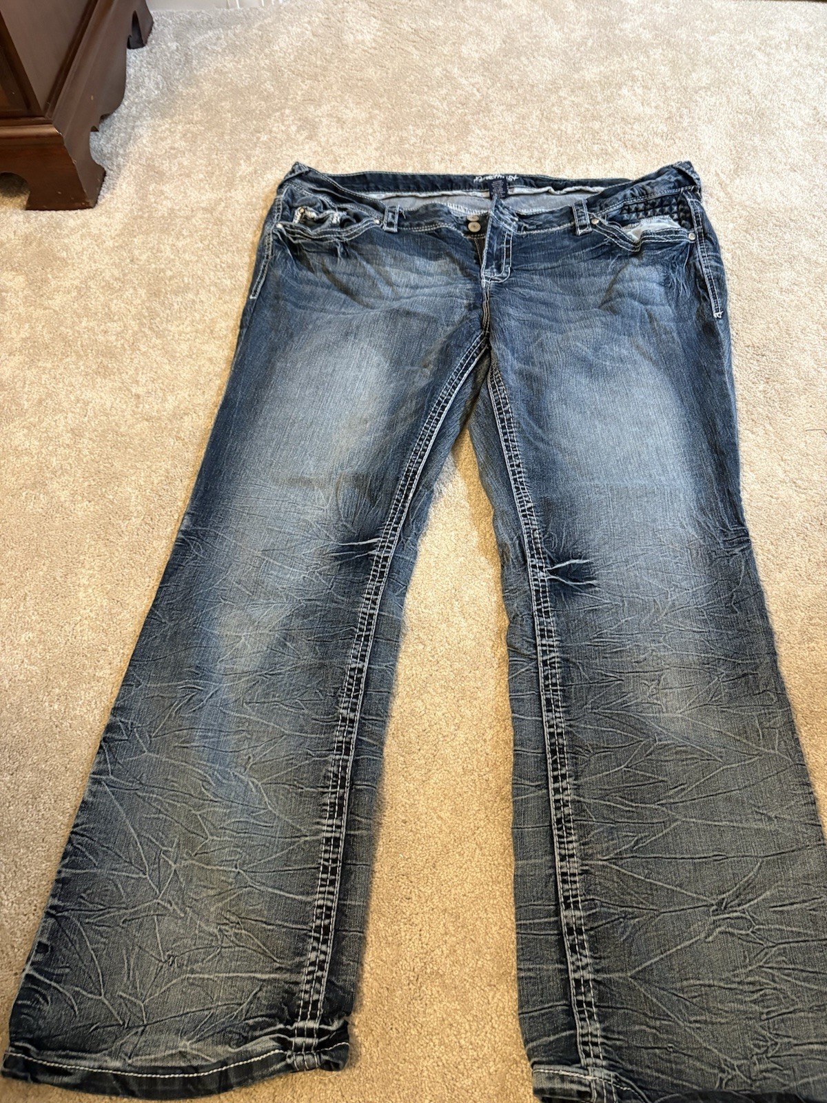 Amethyst Women’s Blue Denim Jeans Solid Regular Size 22 Cotton Blend