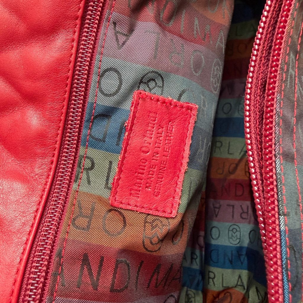Marino Orlandi Red Quilted Genuine Leather Large Satchel Tote Bag Made in Italy