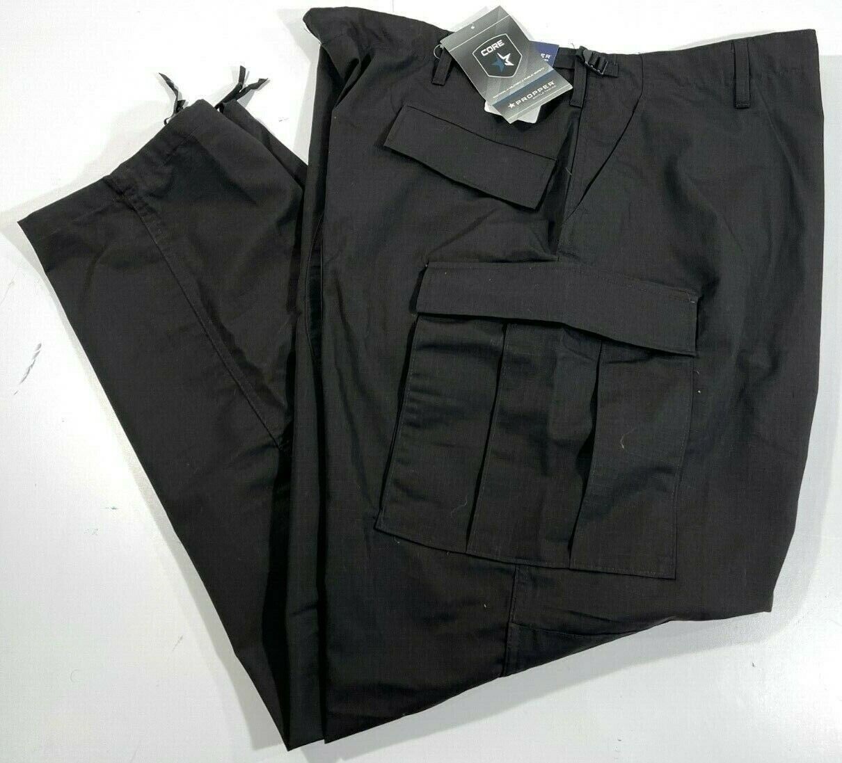 NWT MENS 3XL PROPPER F5205 ZIP FLY POLY COTTON BATTLE RIP PANTS BLACK 3XL REG