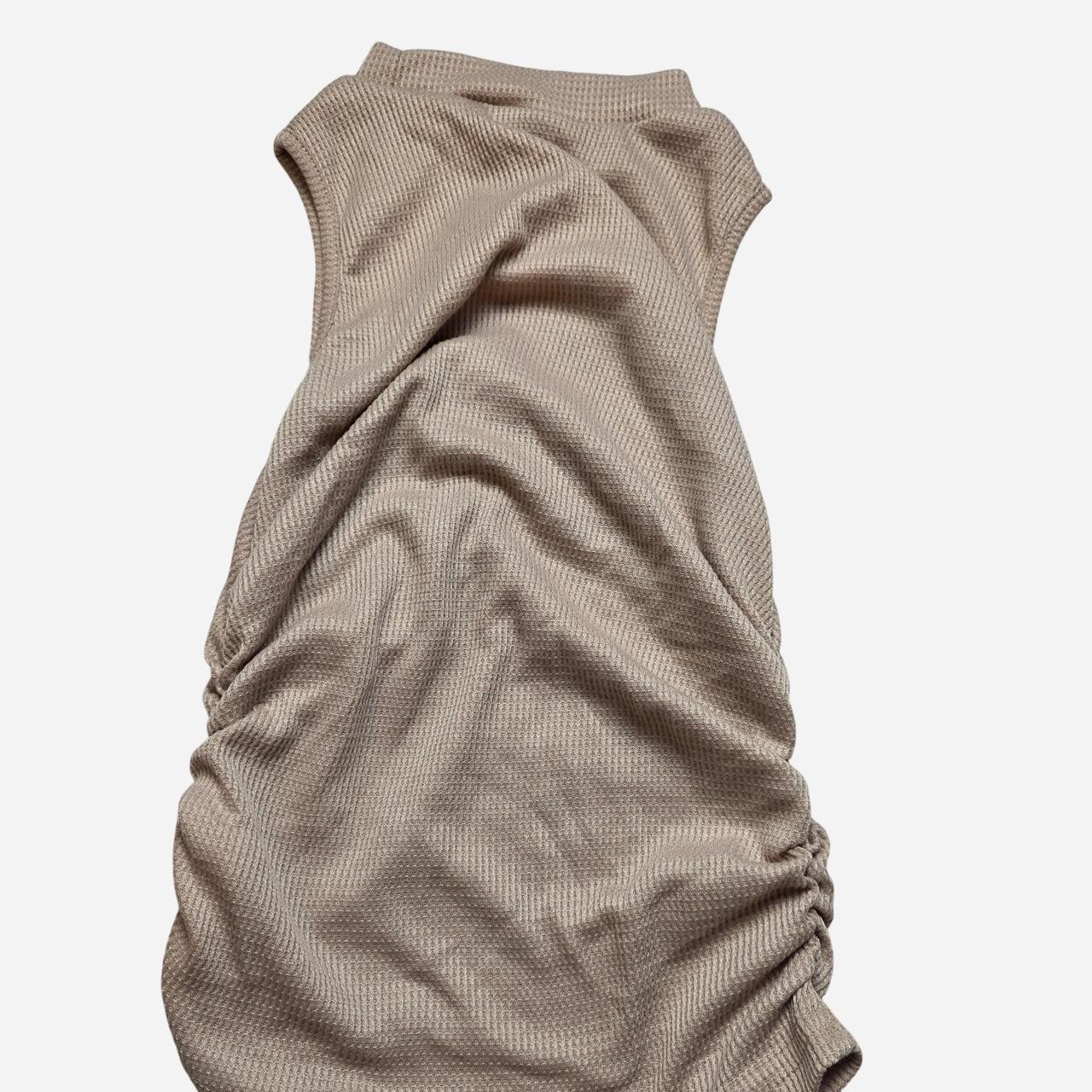 Taupe Ribbed Sleeveless Ruched Tanktop