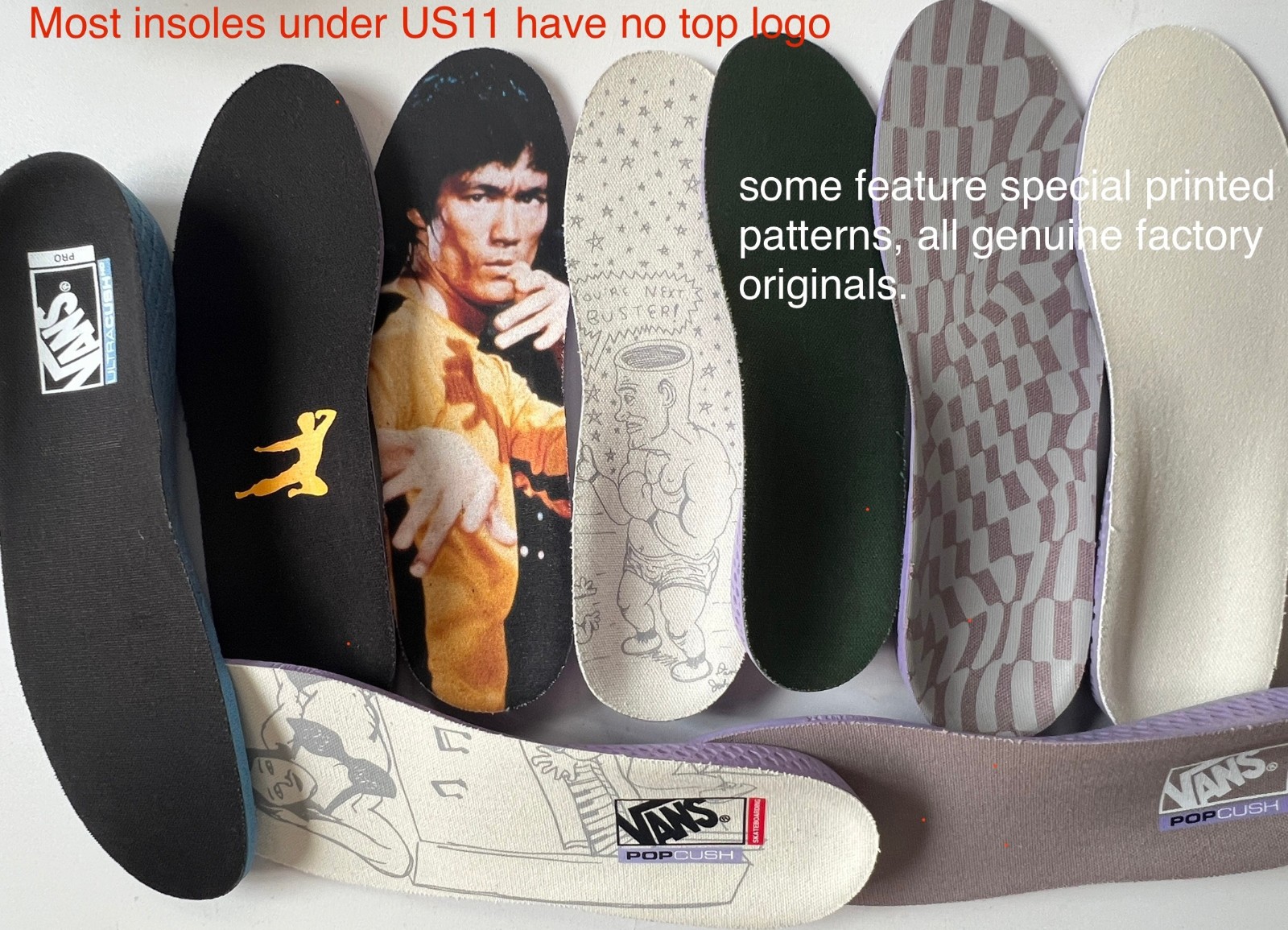 Vans Popcush / Ultracush Pro insoles Skateboard Thick Heel Arch Insoles Ms 7-13