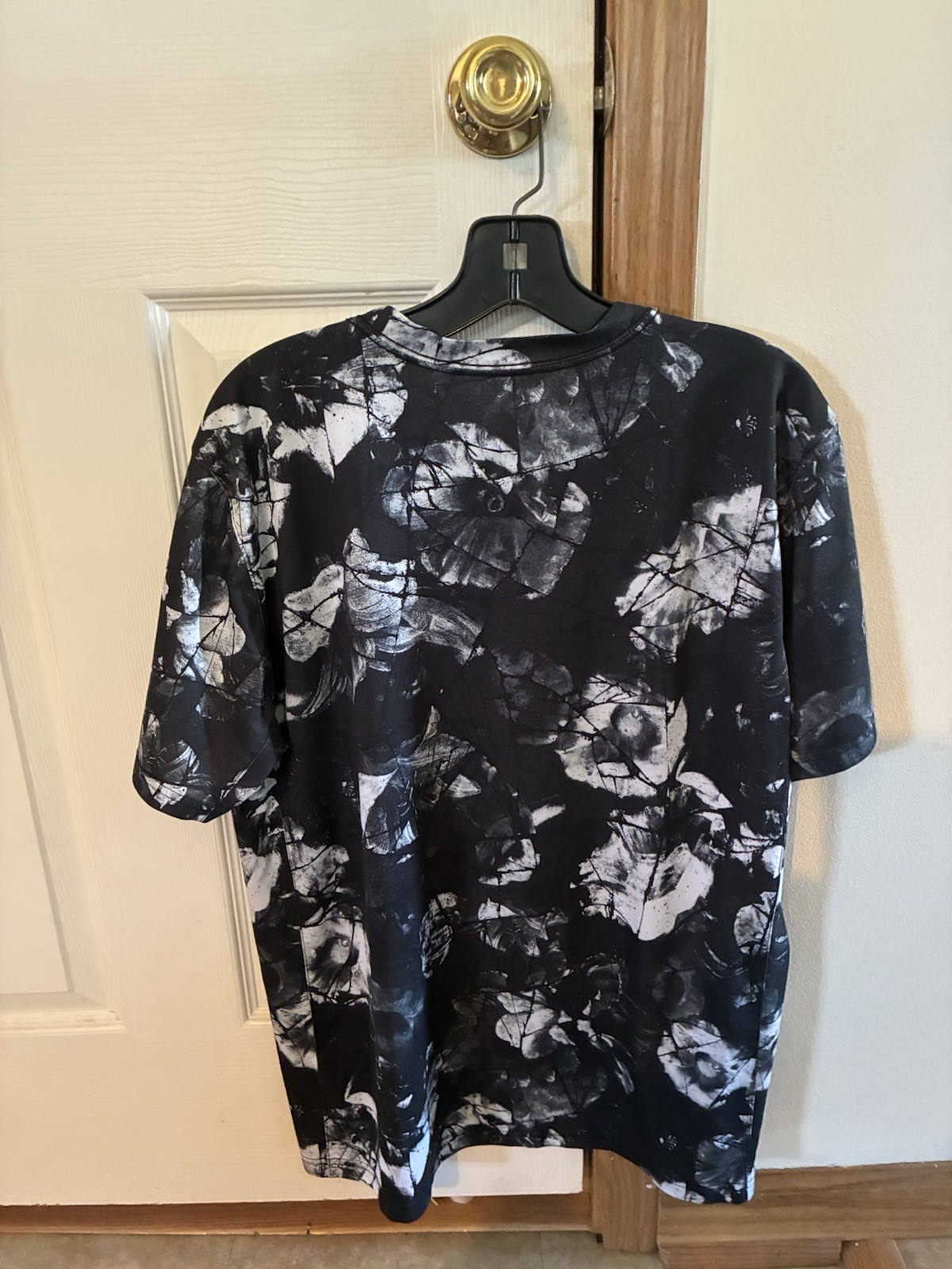 Nike Dri-FIT Black White All Over Print T-Shirt Men’s Large Athletic Tee