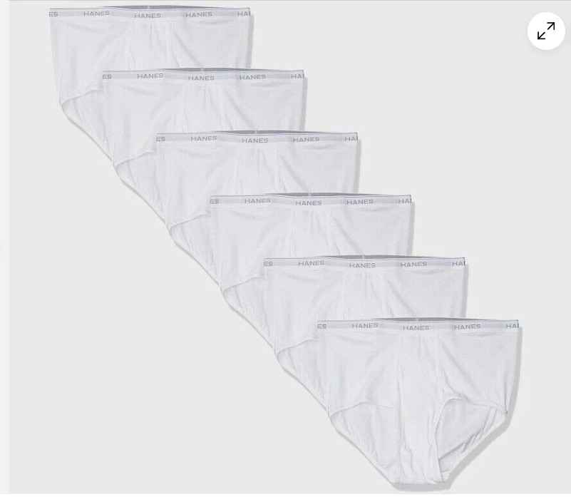 Hanes Men’s Tagless White Briefs with ComfortFlex Waistband XL 6 PACK