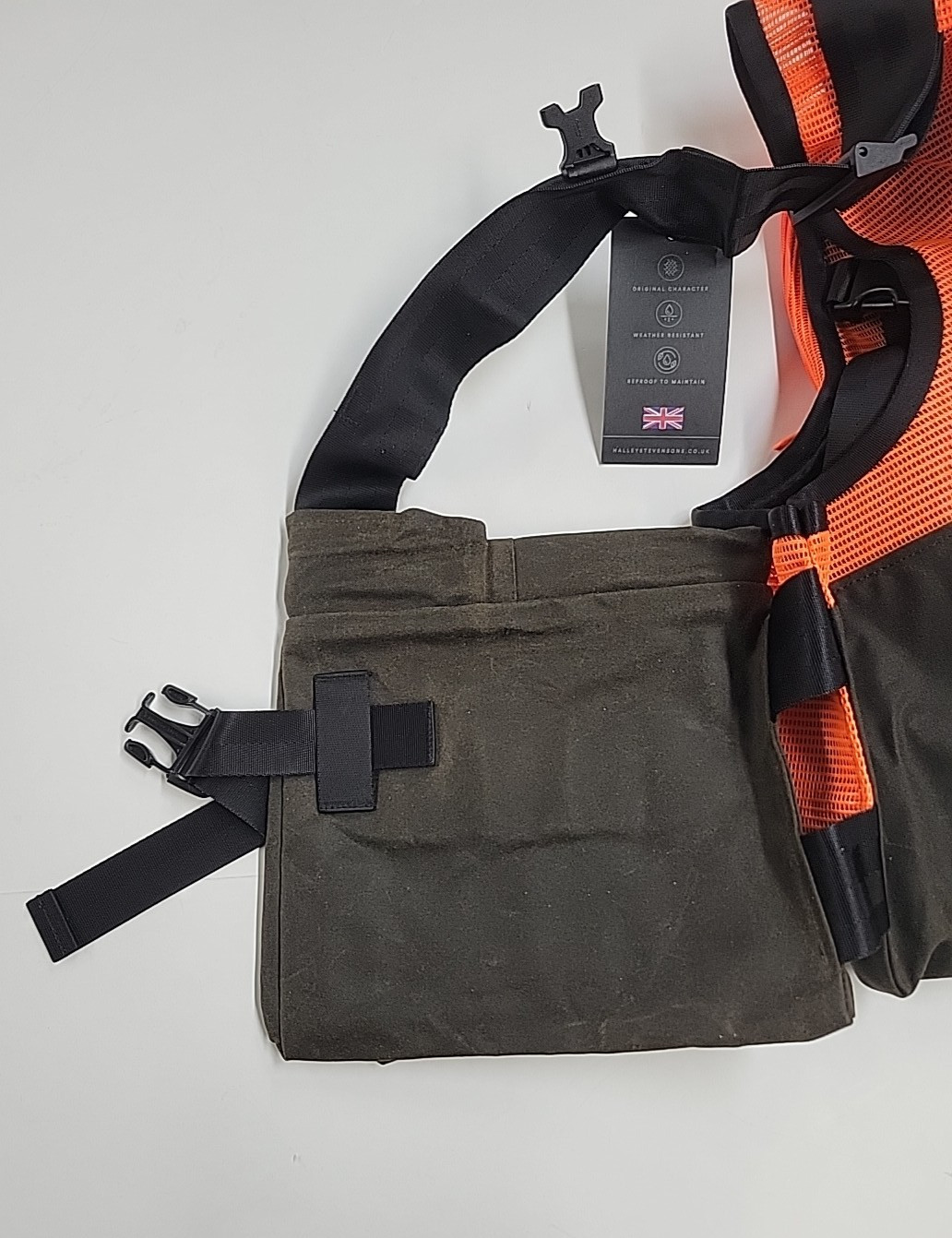 Upland Hunting Waxed Cotton Nylon Strap Vest Olive/Blaze XL-XXL (NWI/No Tag)