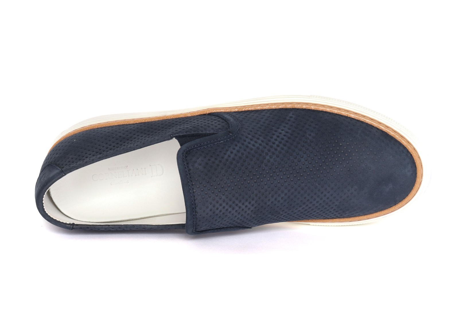 NWT CORNELIANI SLIP-ON SNEAKERS ID navy blue nabuck luxury Italy EU 7 1/2