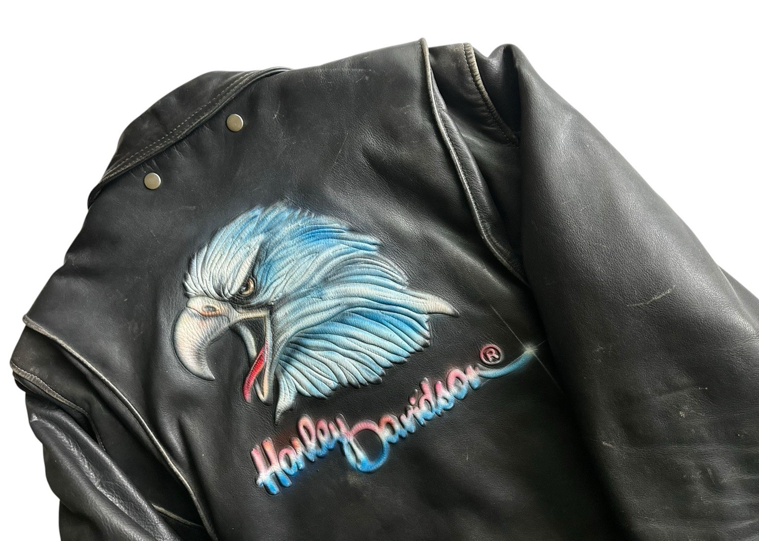 Vintage Harley-Davidson Black Eagle Leather Tassel Jacket Men’s Size 44 (Custom)