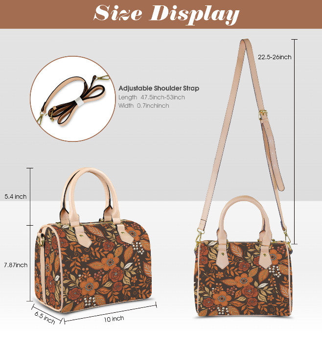 Fall Flowers Burnt Orange Brown Shoulder Cross Body Bag Satchel 8 x 10 New