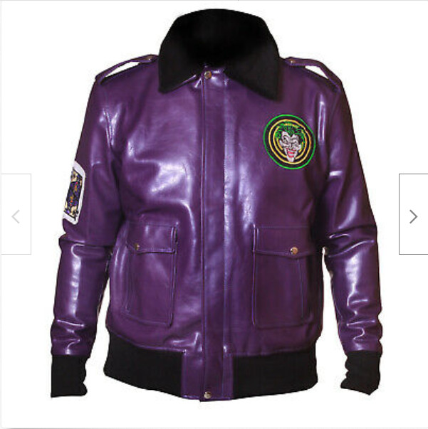 Batman Henchmen Joker Goon Purple Bomber Jacket with Fur Collar