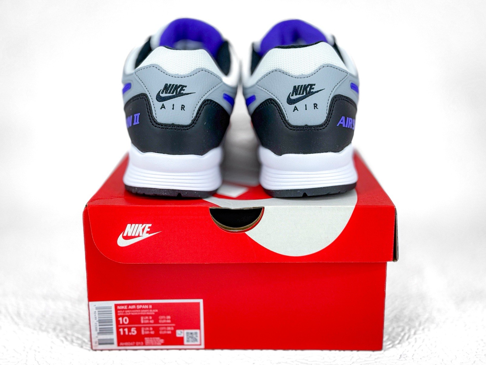 Nike Air Span 2 Wolf Grey Hyper Grape Black AH8047 013 Sizes 9-13 New With Box
