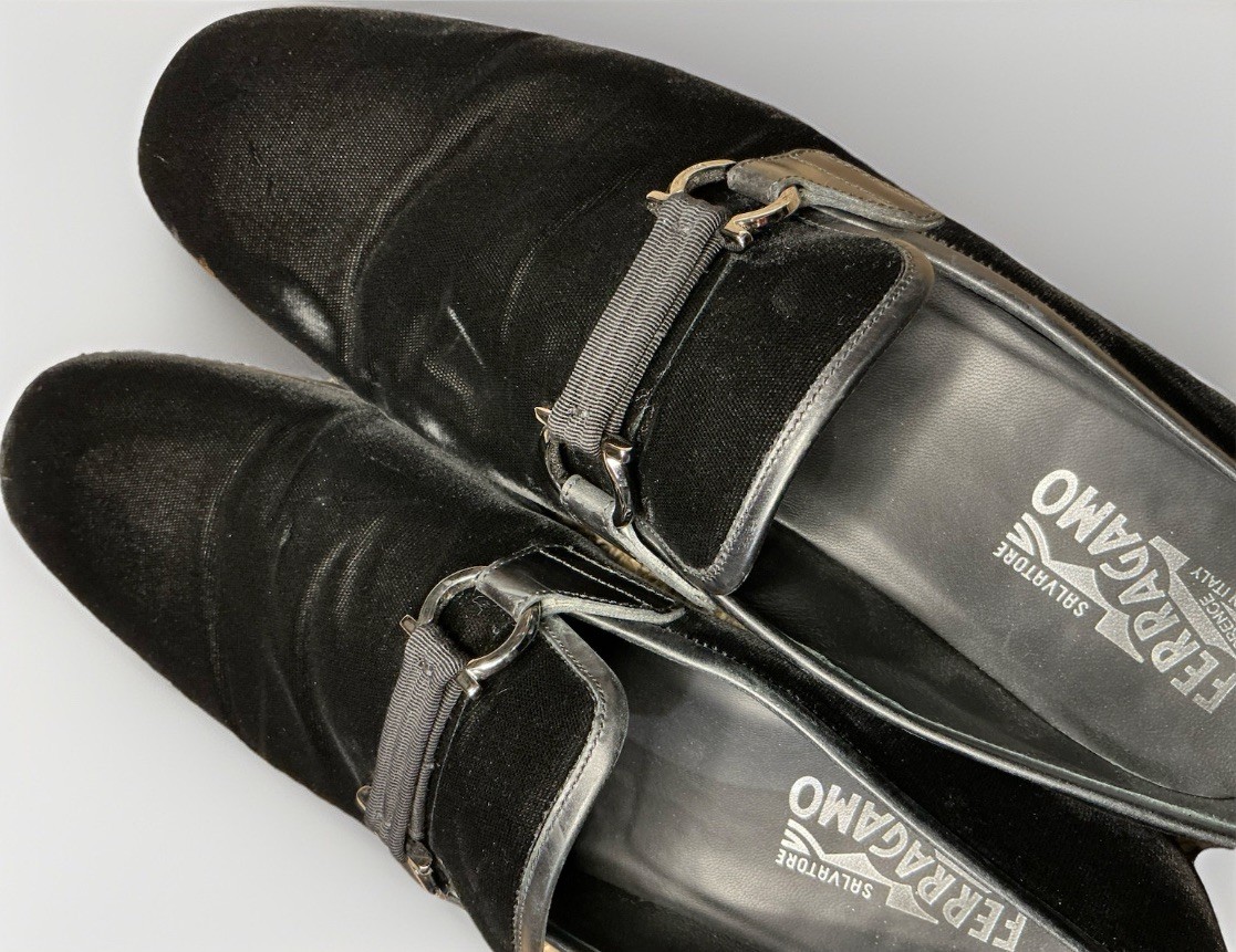 Salvatore Ferragamo Florence Beaded Velvet Slip-On Men’s Dress Loafers Black 11D