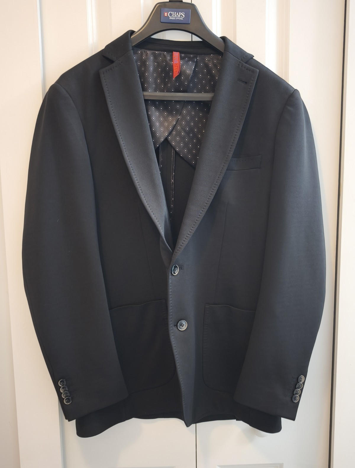 INC International Concepts Men’s Black Suit Jacket 46R Two-Button Notch Lapel