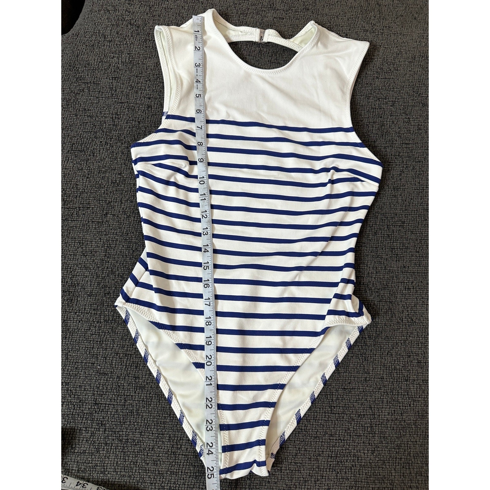 Solid & Striped The Iman One-Piece Swimsuit size M Breton Stripe Open Back