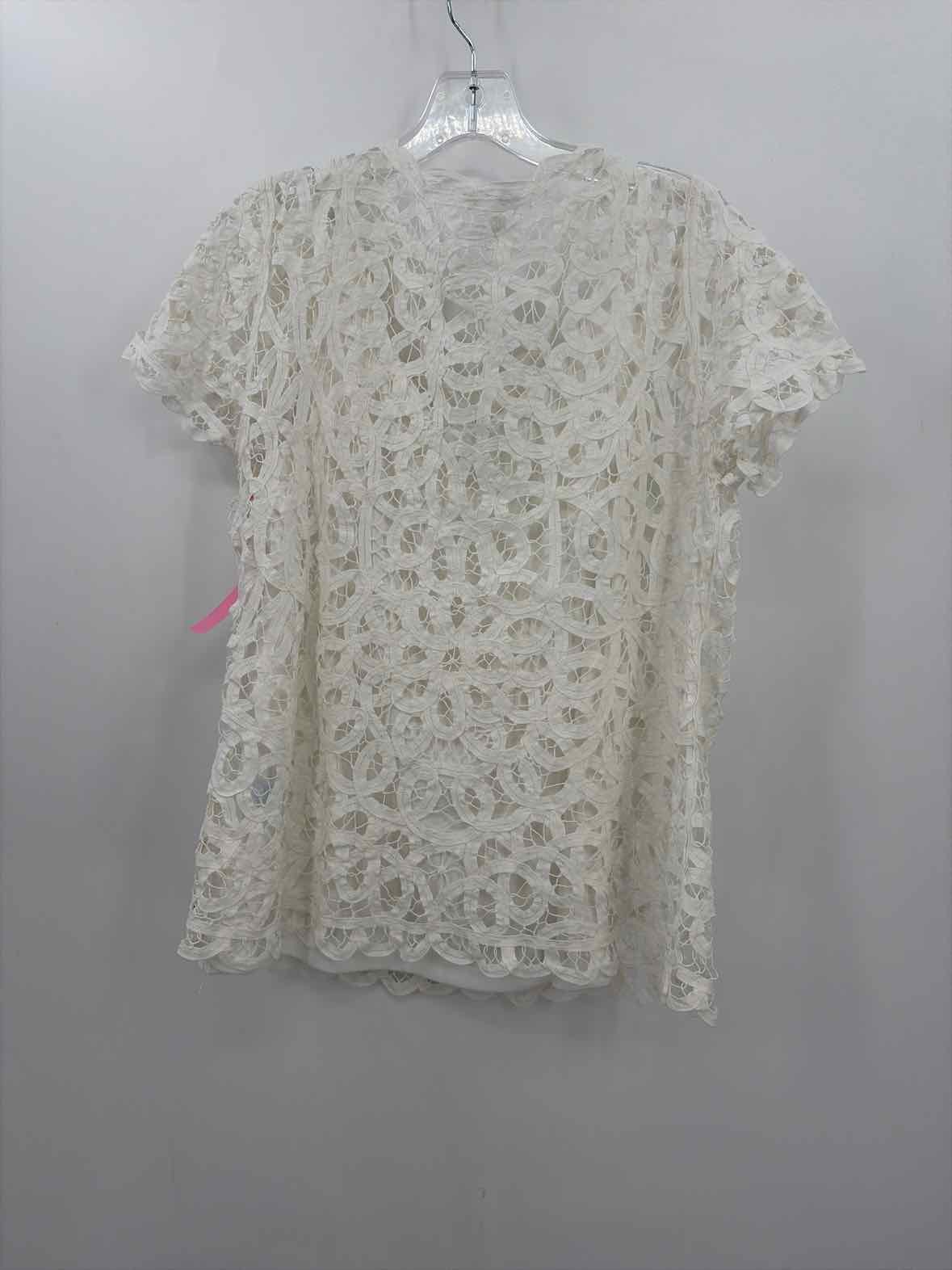 Pre-Owned J Mclaughlin White Size Medium Short Sleeve Blouse