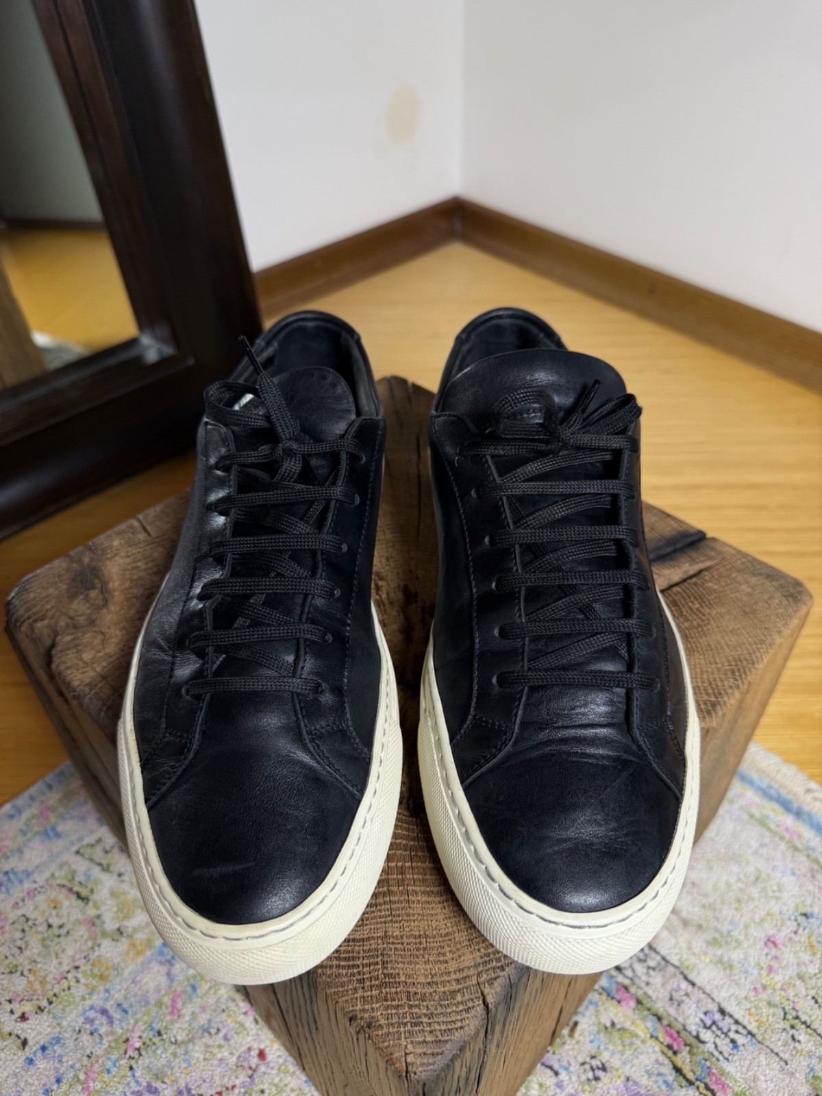 Common Projects Achilles Leather Sneakers in Black Size 43EU