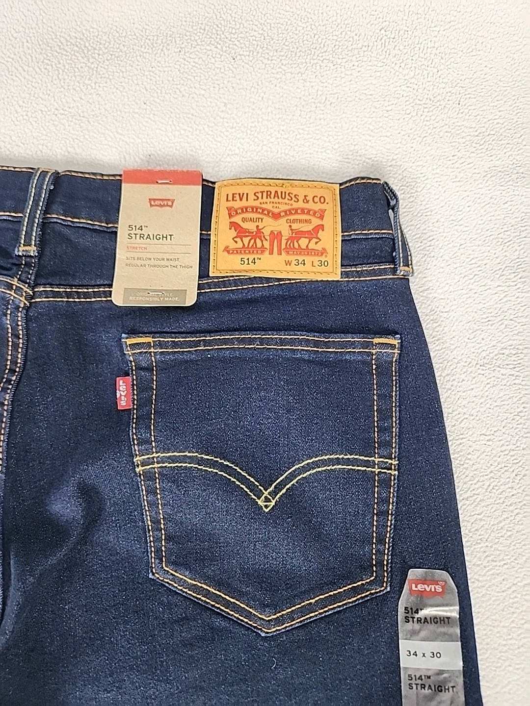 Levi’s 514 Regular Fit Zip Fly Straight Leg Denim Jeans 34X30 Men’s Dark Blue