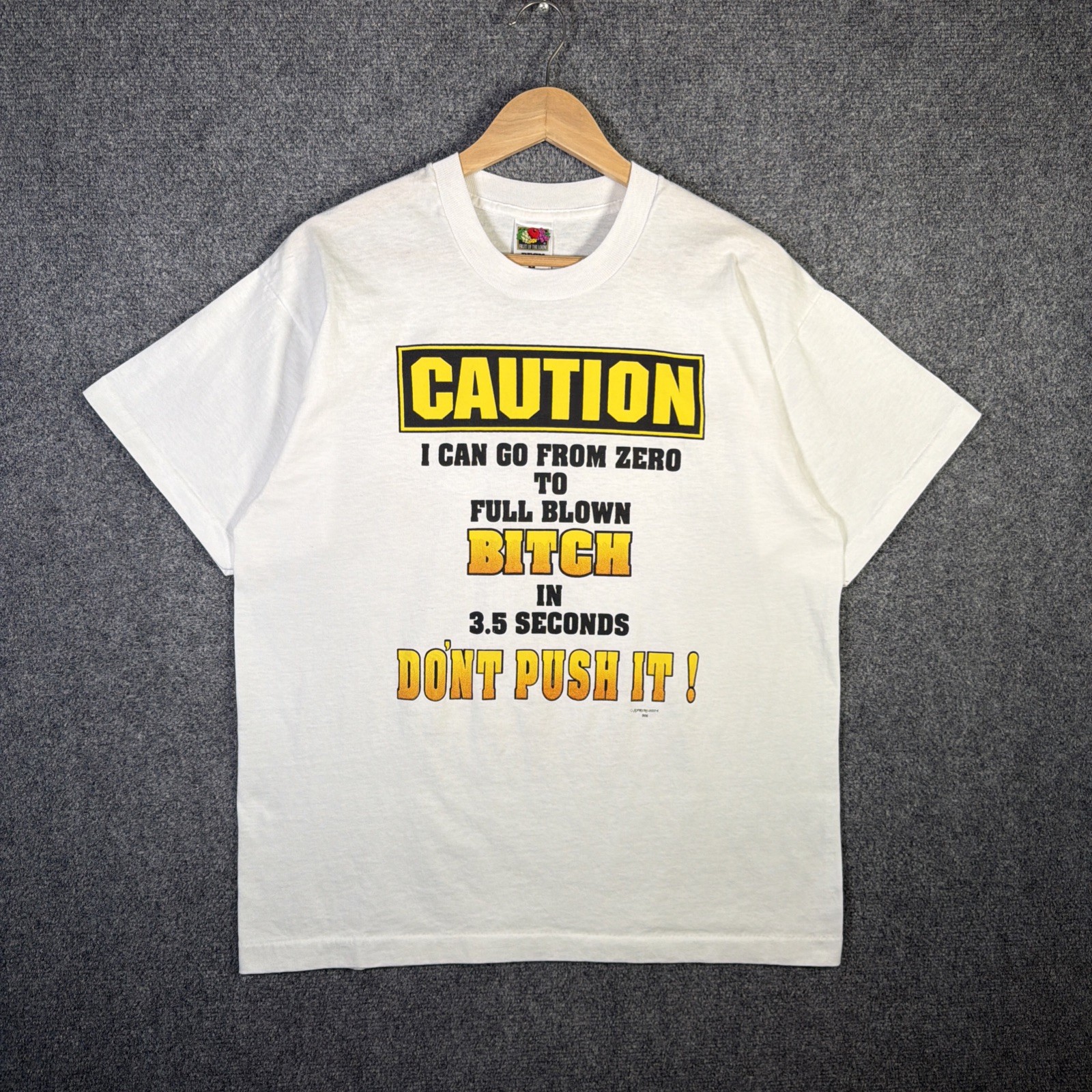 Vintage Quote Shirt Mens Large White 90s Bitch Funny Parody Warning NSFW Skate