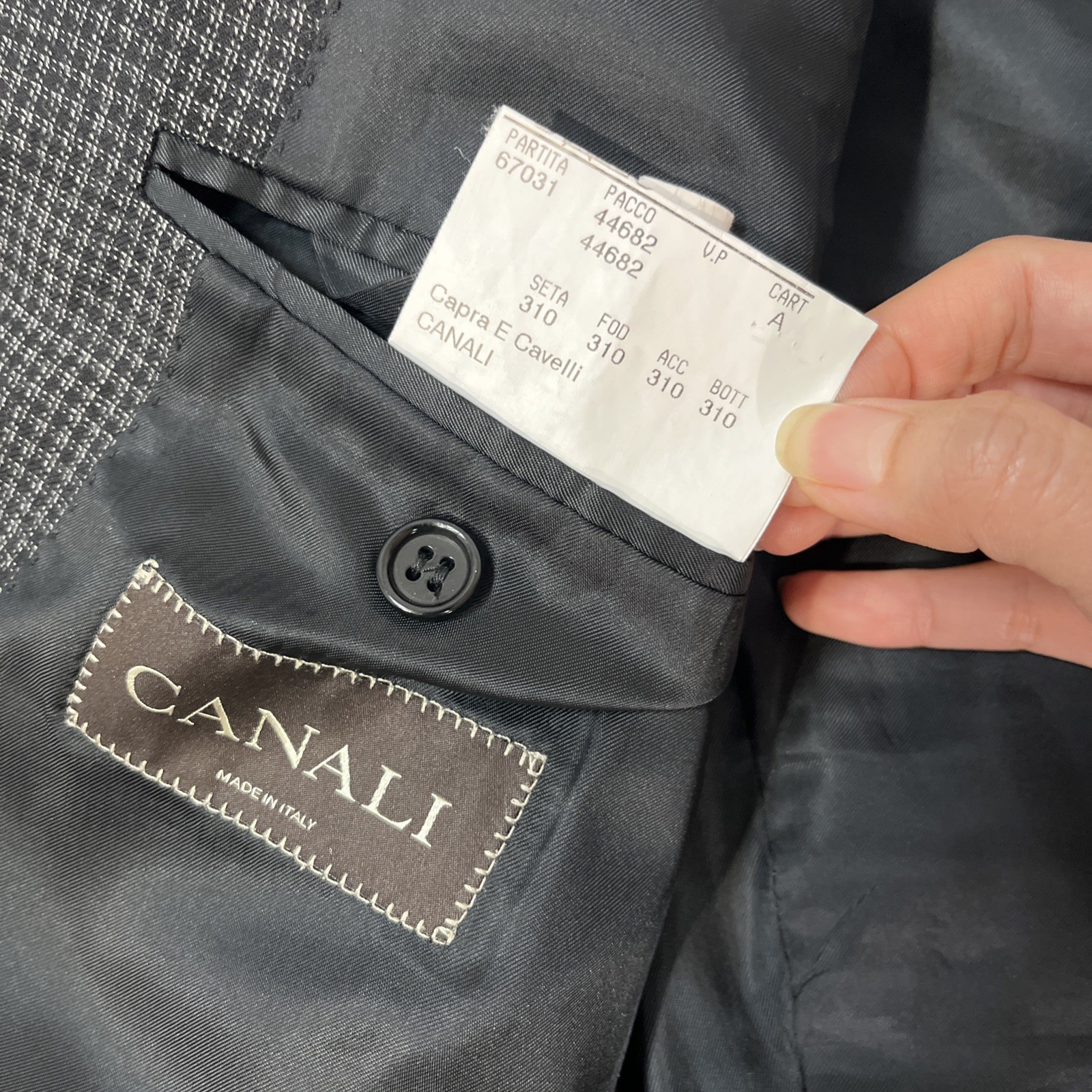 Canali Mens Wool Micro Check Textured Weave Black Blazer Jacket EU 50 /US 40R