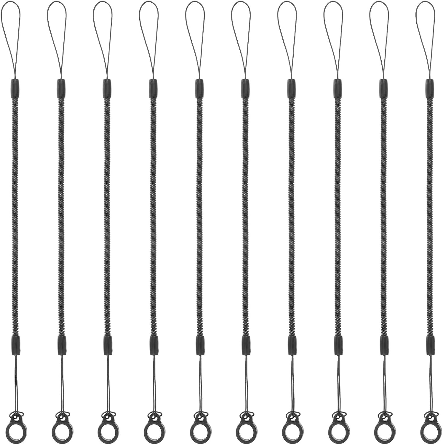 10PCS Pen Leash Elastic Lanyard | Plastic Retractable Tether with Silicone Ring