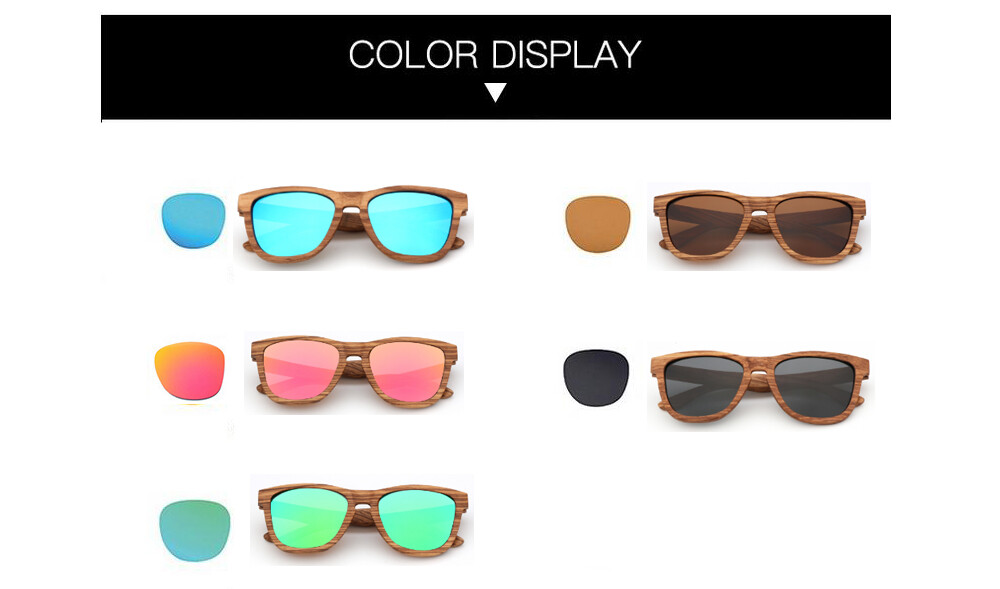Unisex Zebra Wood Polarized Sunglasses Retro Wooden Frame UV400 Outdoor Glasses
