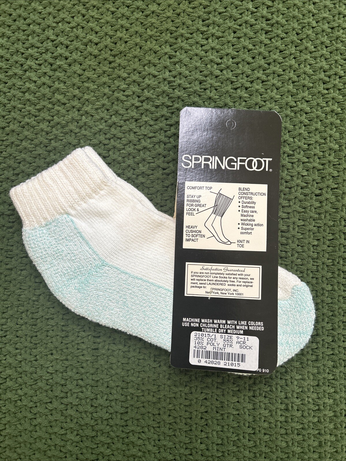 VTG Socks Acrylic Springfoot 9-11 NOS 90s Running Cushioned Quarter USA Low Cut.