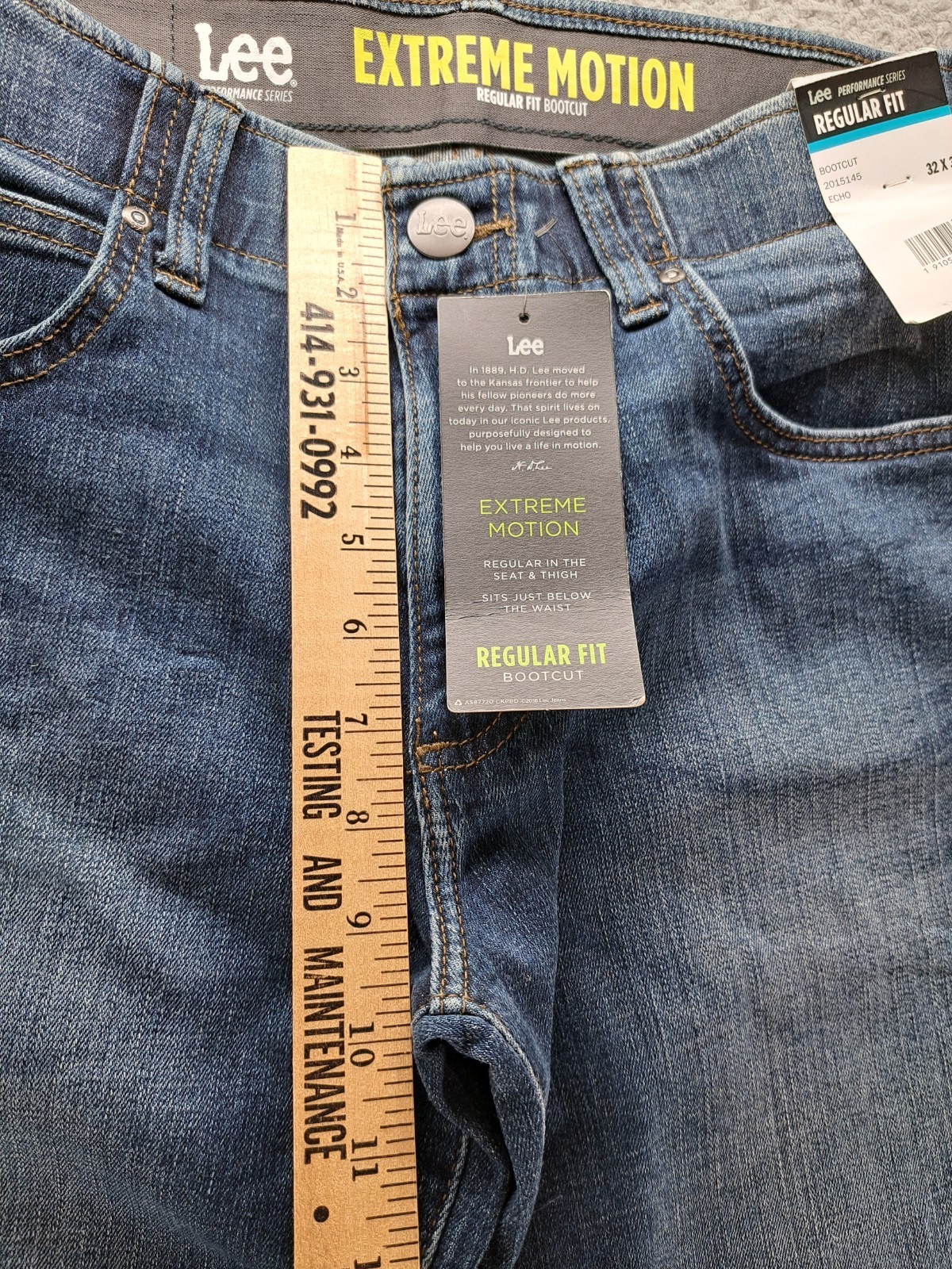 Lee Extreme Motion Regular Bootcut Jeans Mens 32×30 Blue Echo Performance NWT