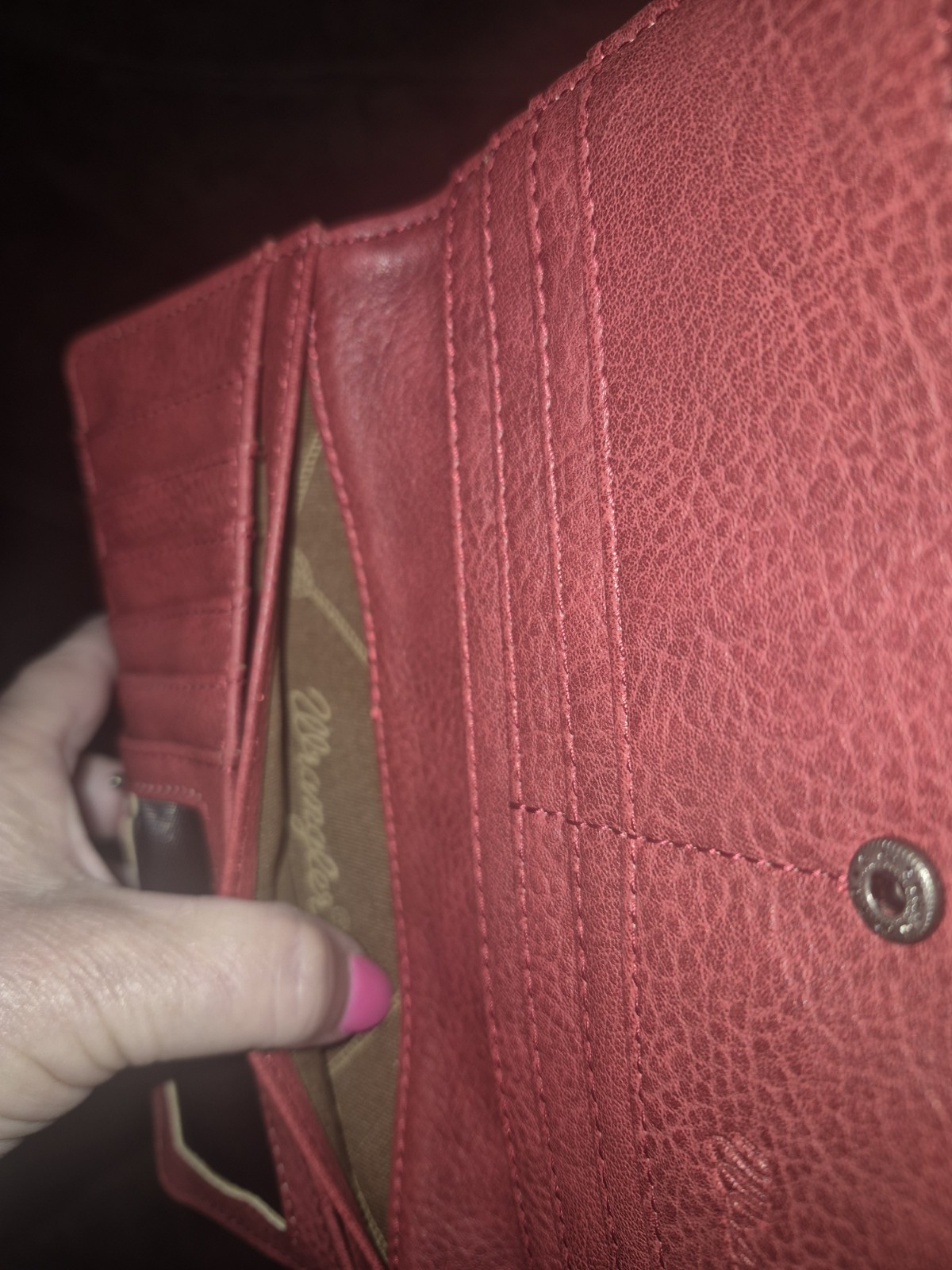 Wrangler Zip-Around Wallet Red Floral Western Credit Card Folding Inner Pockets