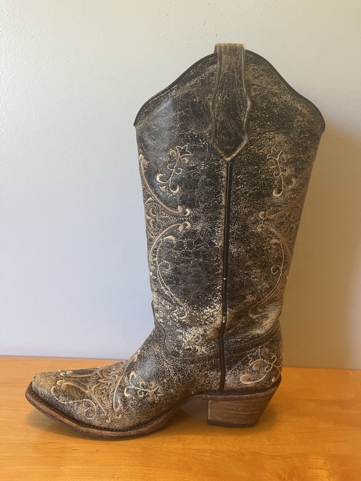CIRCLE G by Corral Western Cowboy Boots Snip Toe Crackle Boho L5048 Women Sz 8 M