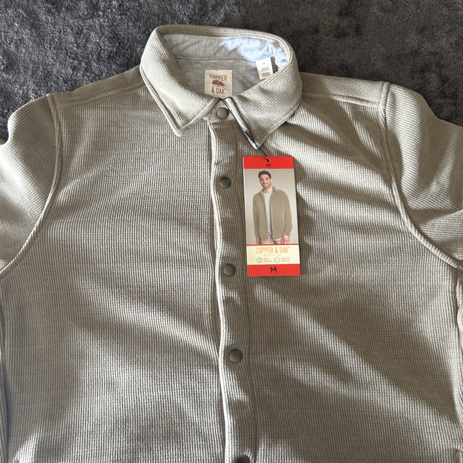 Copper & Oak Men’s Side Pocket Comfort Stretch Jacket, Brown, Size M
