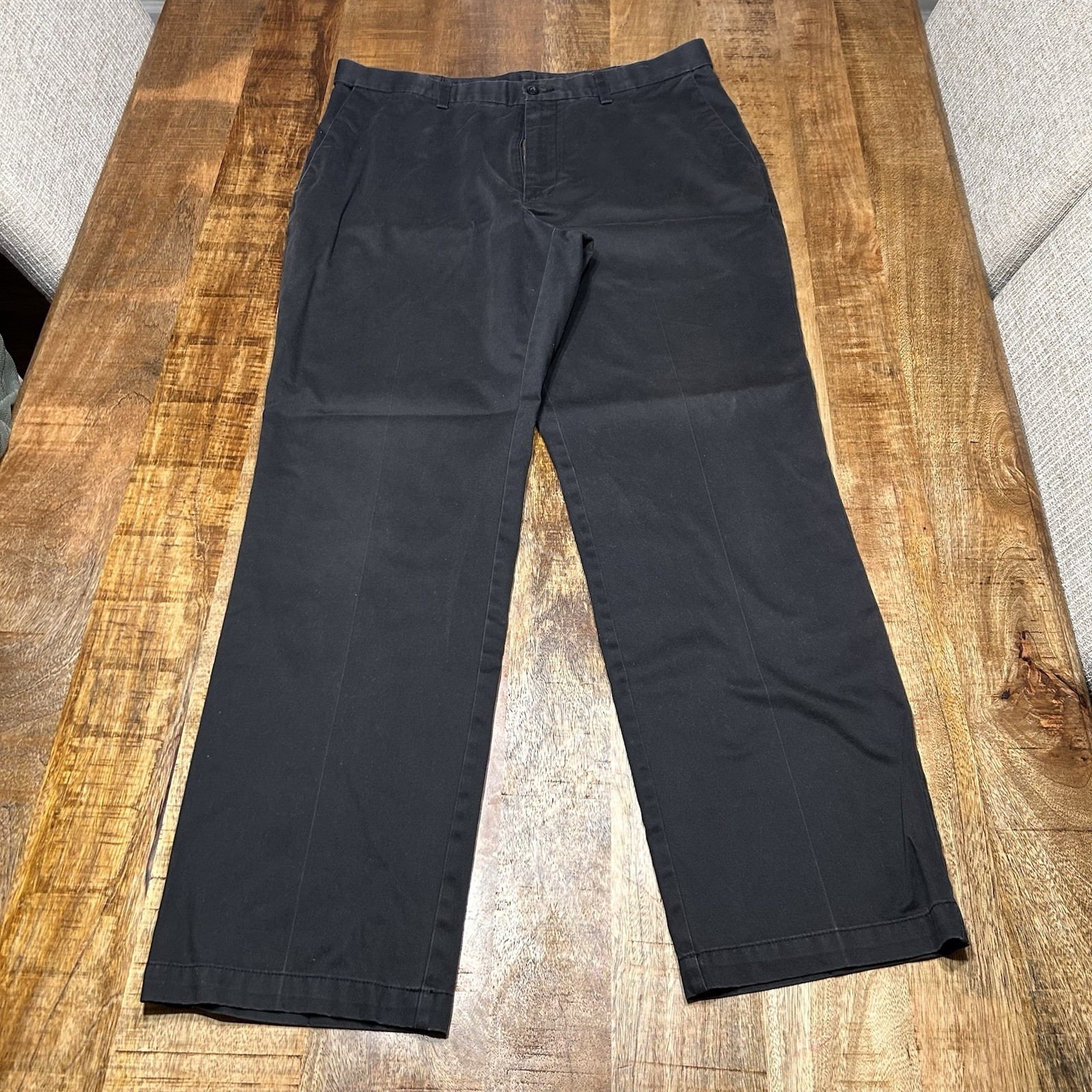 David Taylor Chino Pants Mens 36×32 Black Straight Leg Cotton Twill Trousers