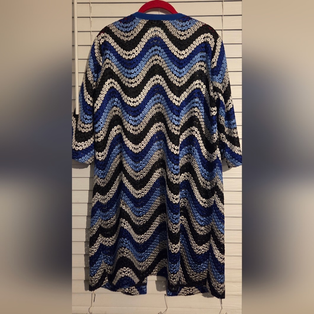 NWT Ming Wang Women’s Blue and Black Textured Jacket Size M