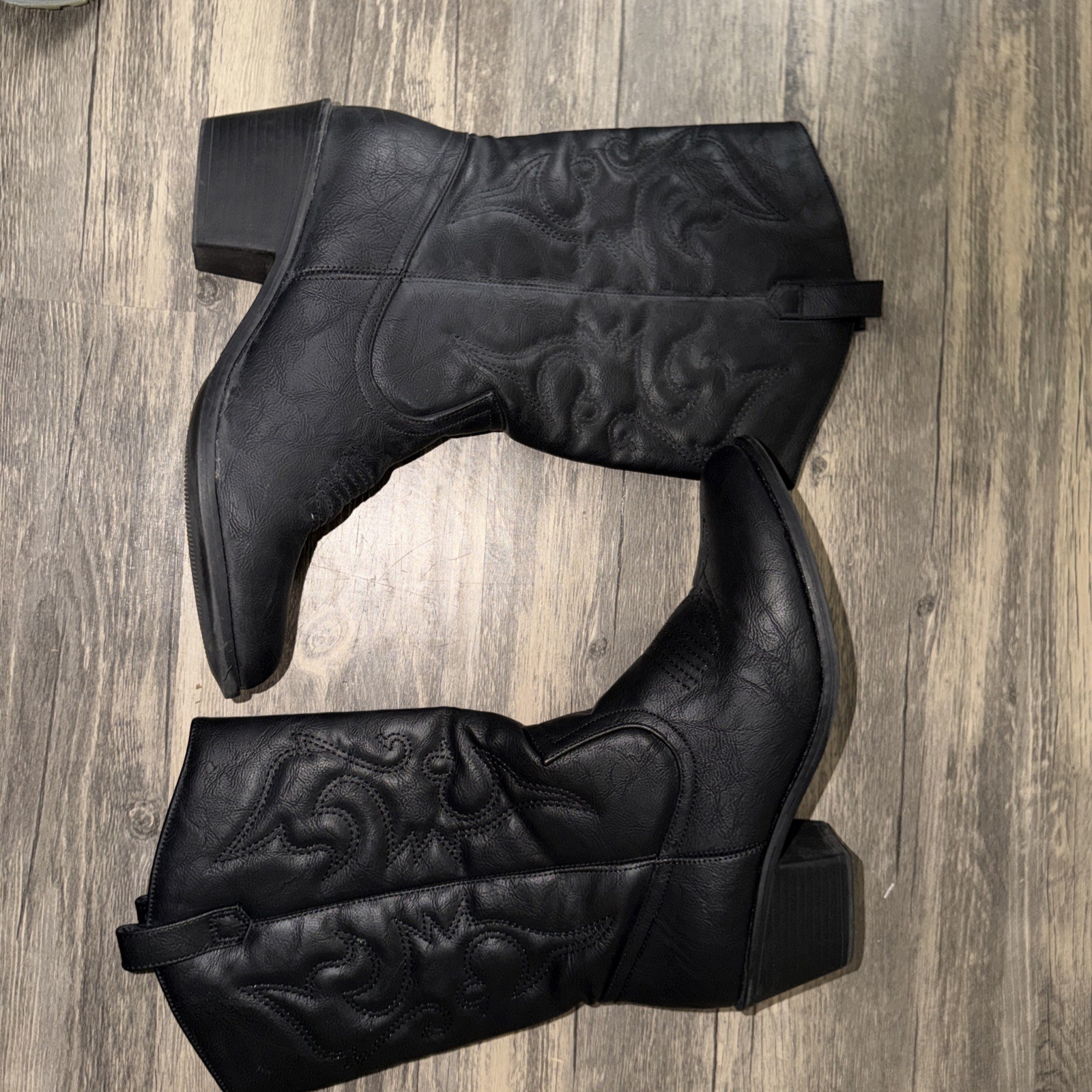Charles Albert Women’s 100% Vegan Leather Western Black Boots Yeehaw Size 11