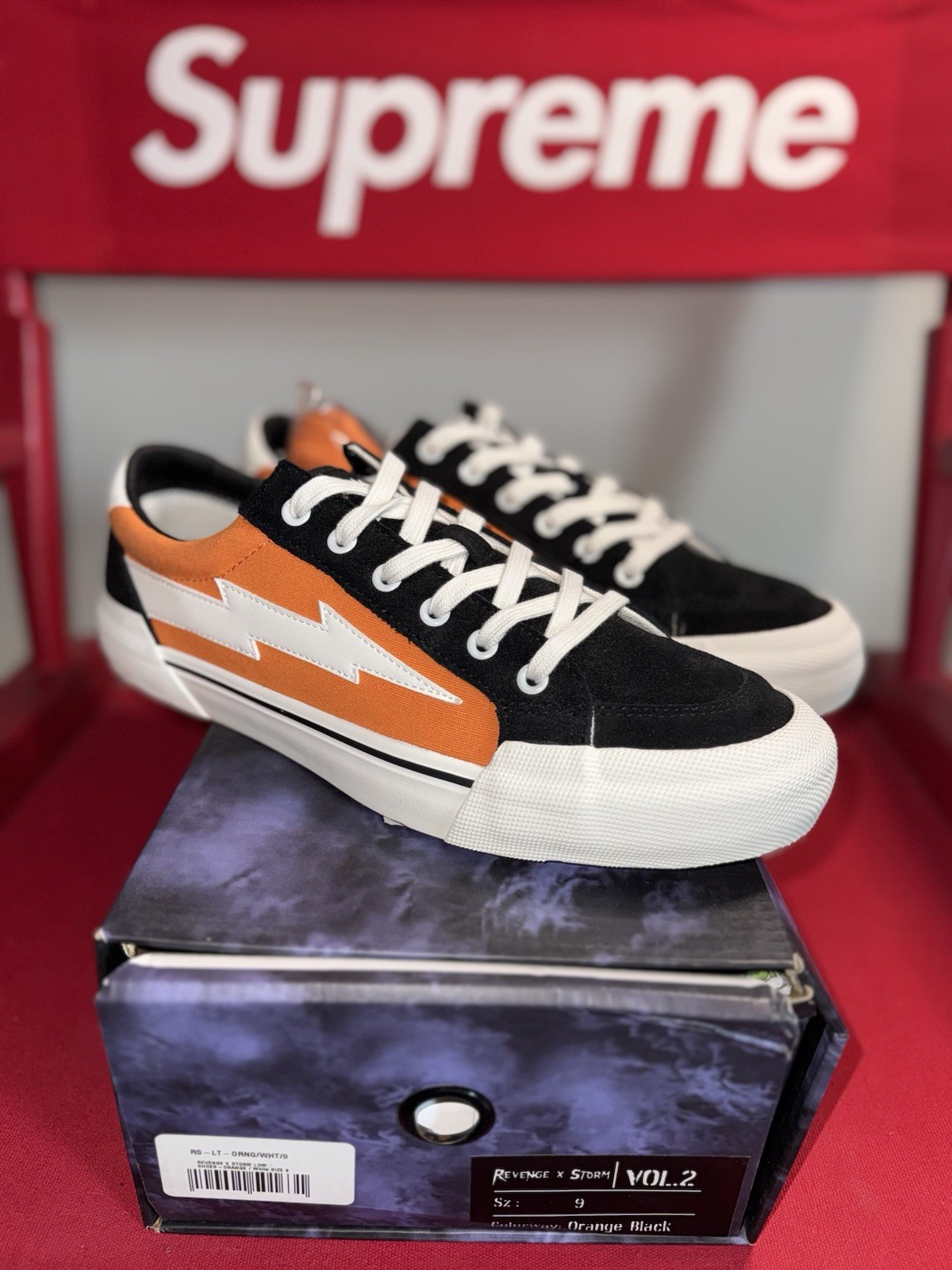 Revenge X Storm Vol. 2 Lo-Top Black/Orange & White Sneakers Unisex 9M/ 10.5W