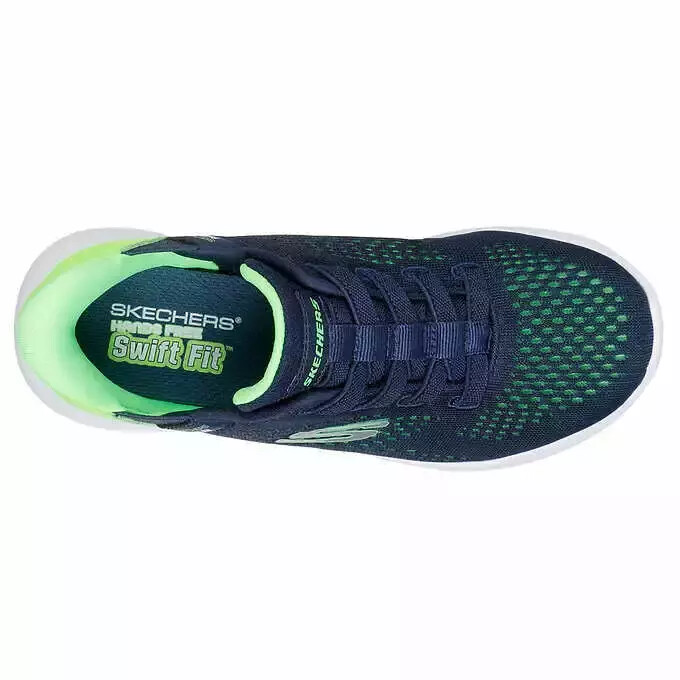 New With Box!Skechers Kids Hands Free Swift Fit Sneaker Shoes, Black/Navy